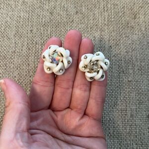 Vintage Vendome Beaded Earrings Lucite Aurora Borealis Clip On